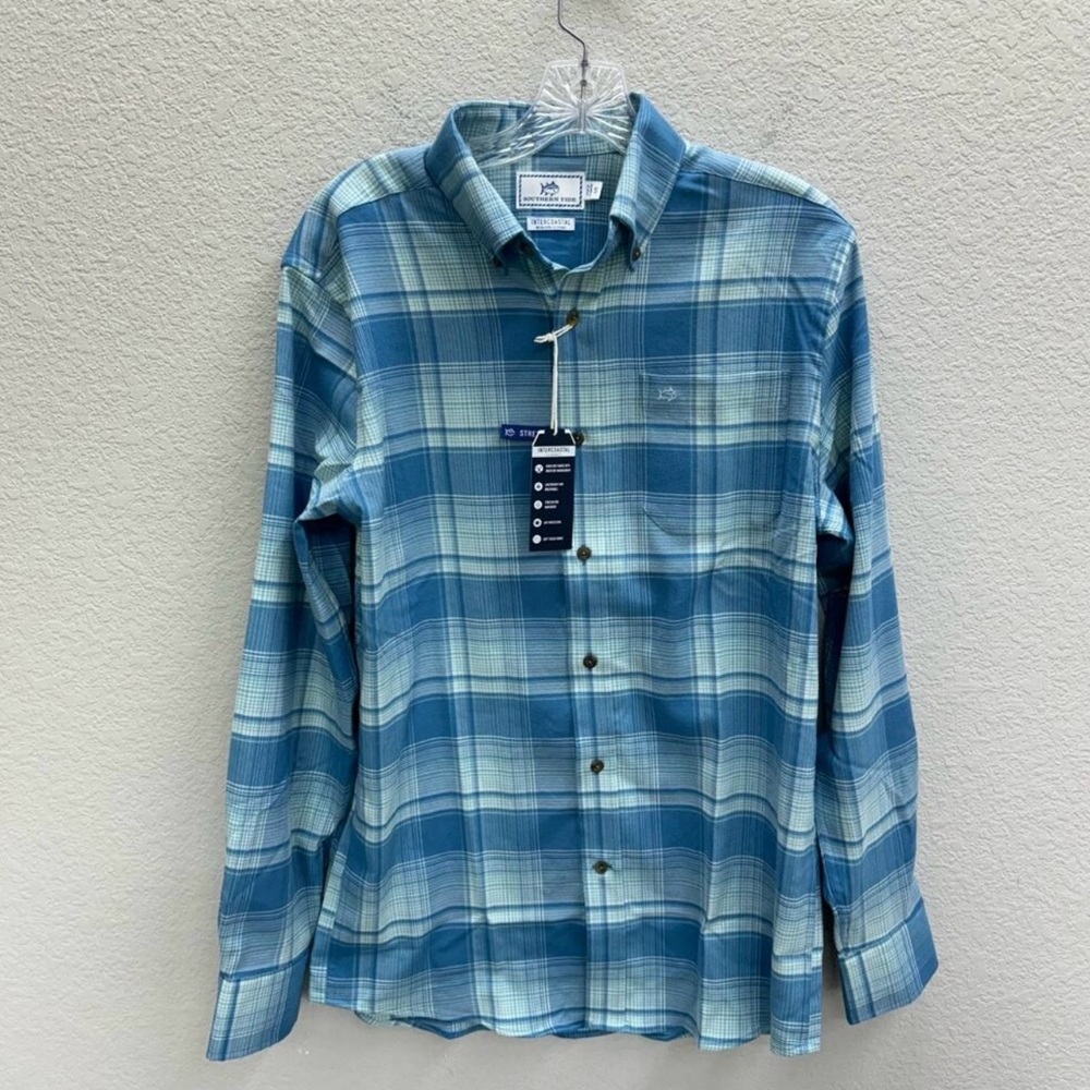 Southern Tide Shirt Men's Size S Blue White
Plaid Flannel Button Up Casual New